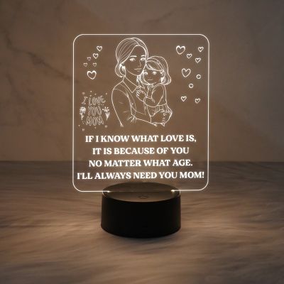 I Will Alway Need You Mom Quote Engraved Desk Table Lamp with Warm White Light & USB Power Cable | Birthday Gift for Mom | Thankyou Gift for Mom